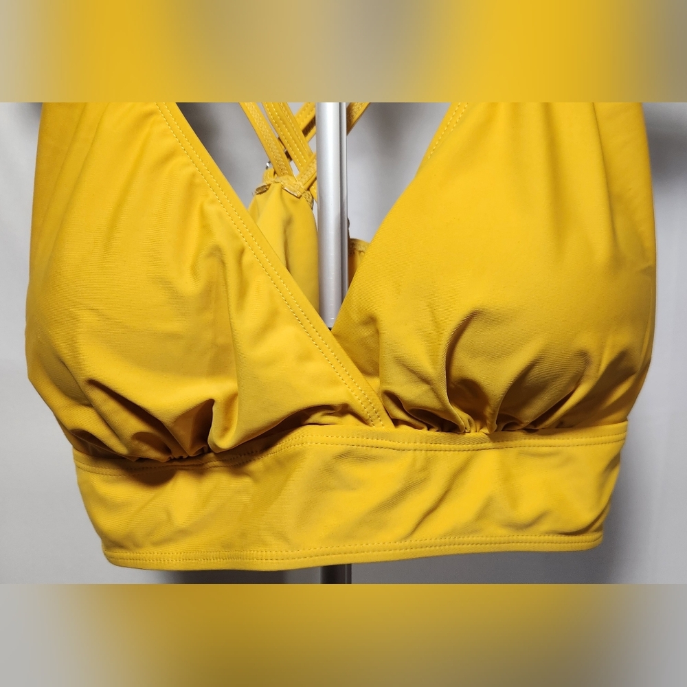 Summer Mae Yellow Crisscross Strap Bikini Top-Size 22 - Picture 4 of 10